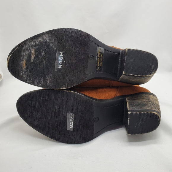 1st Kiss Women's Size 7.5M Brown/Orange Pull On Suede Ankle Booties Elastic Side - Picture 10 of 11